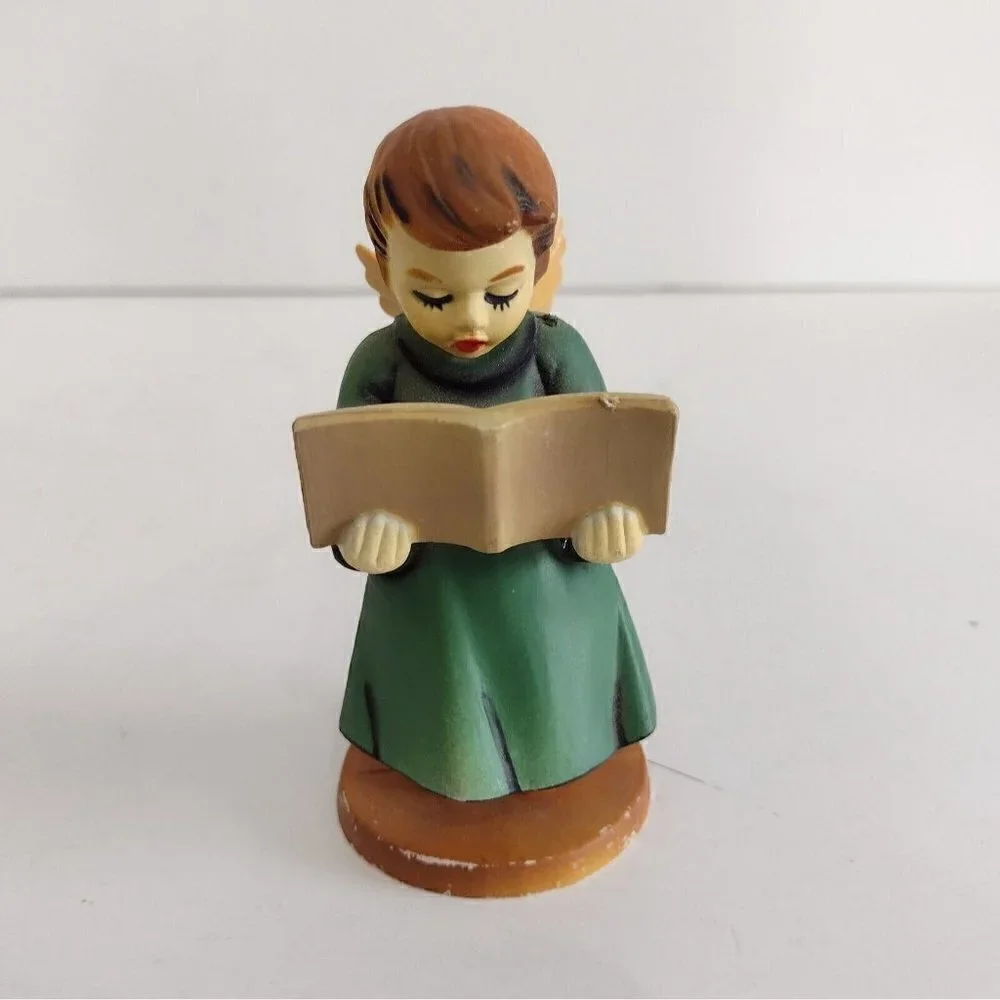 Vintage 1950s Hard Plastic Singing Angel Choral Christmas Tree Ornament